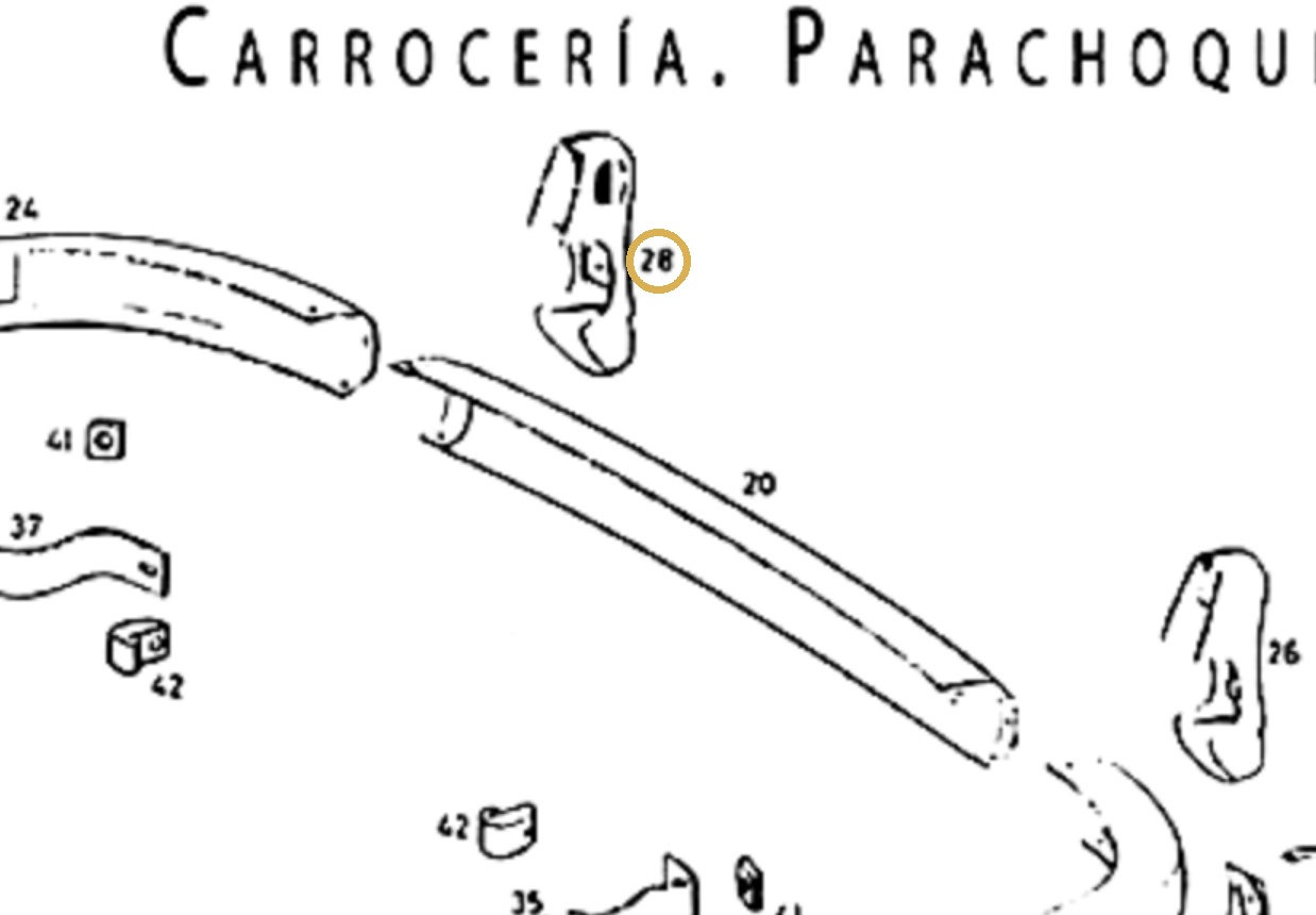 D083028C 88157 - Defensa drcha trasera repro no cromada hasta ch 7509038** 0112